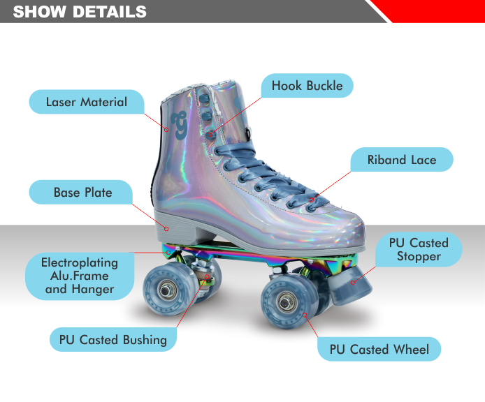 ODM Hard Boot Disco Laser Indendørs Quad Roller Skate